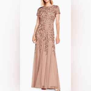 Floral Embroidered Beaded Trumpet Gown